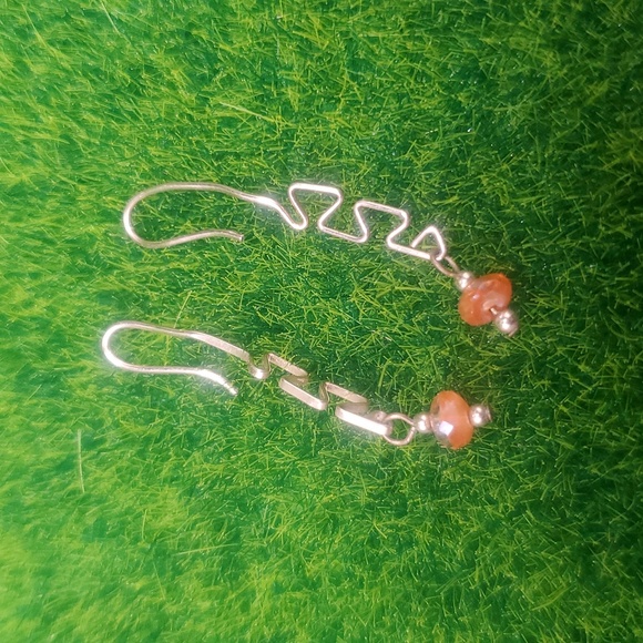 Carnelian Silver Earrings Dangling Style E1005 - Picture 2 of 2